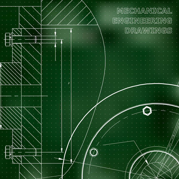 Green background. Points. Technical illustration. Mechanical engineering. Technical design. Instrument making. Cover, banner, flyer, background. Corporate Identity