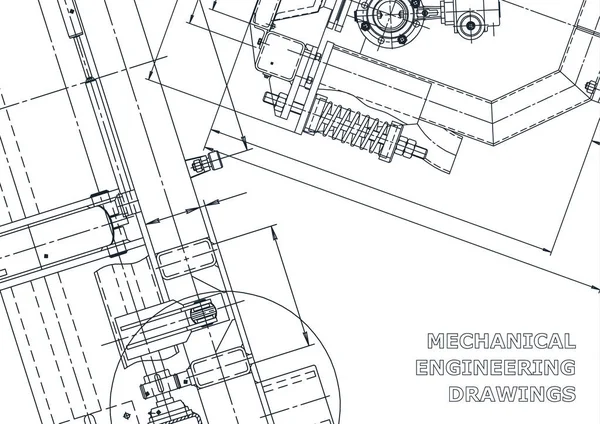 Blaupause Vektor Engineering Zeichnungen Mechanischer Instrumentenbau Technischer Hintergrund — Stockvektor