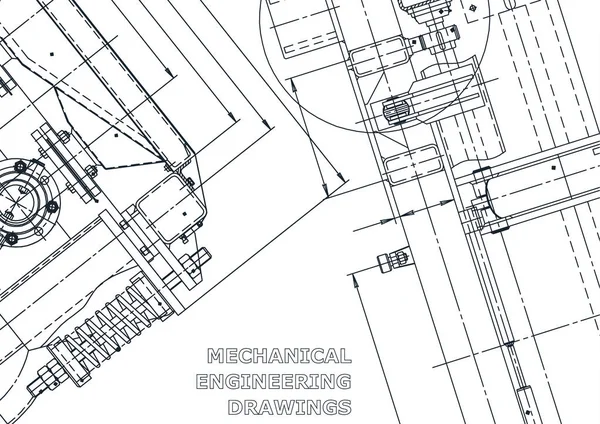 Blaupause Vektor Engineering Illustration Computergestützte Konstruktionssysteme Instrumentenbau Zeichnungen Maschinenbau Zeichnung — Stockvektor