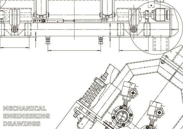 Systemy Komputerowego Wspomagania Projektowania Ilustracji Technicznych Tła Inżynierii Mechanicznej Rysunek — Wektor stockowy