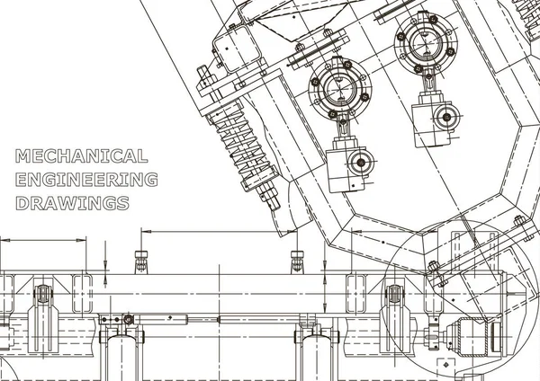 Sistemas Diseño Asistido Por Computadora Ilustraciones Técnicas Fondos Dibujo Ingeniería — Vector de stock