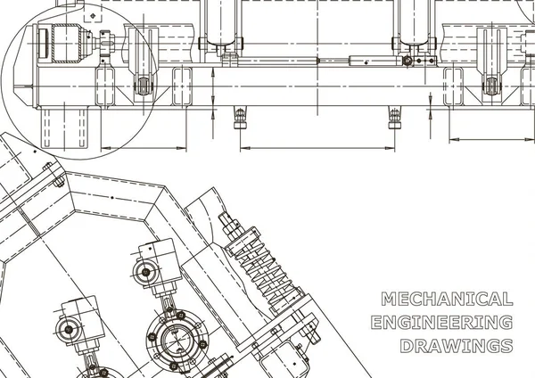 Computergestützte Konstruktionssysteme Technische Abbildungen Hintergründe Maschinenbau Zeichnung Maschinenbau Instrumentenbau — Stockvektor