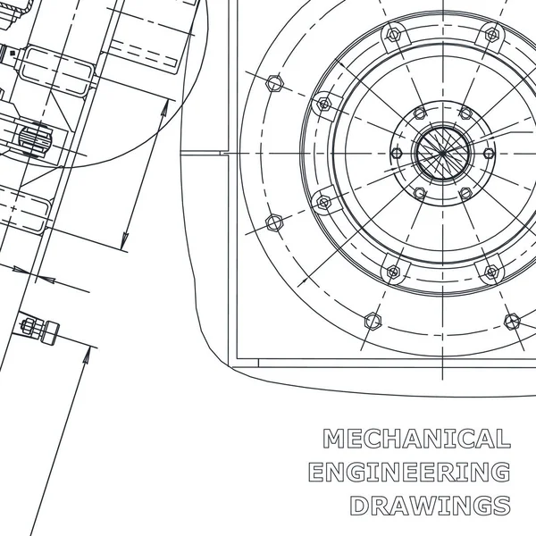 Plano Sketch Ilustración Ingeniería Vectorial Cubierta Volante Pancarta Fondo Dibujo — Vector de stock