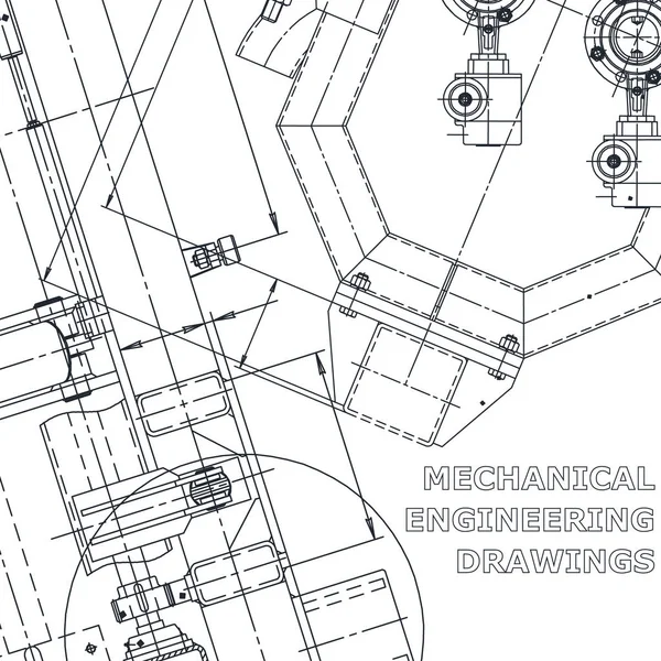 Blueprint Vektorové Strojírenské Výkresy Mechanické Nástroje Tvorby Firemní Identita — Stockový vektor