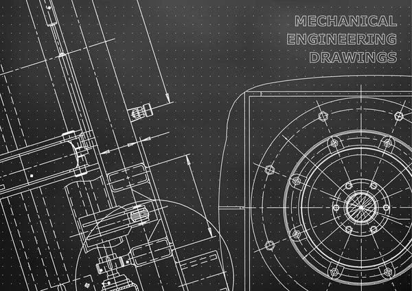 Plan Directeur Dessin Vectoriel Fabrication Instruments Mécaniques Fond Noir Points — Image vectorielle