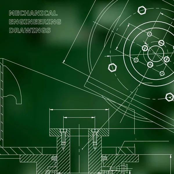 技術的な設計 エンジニア リング スタイルです 機械器械の作成 カバー チラシ 緑の背景 — ストックベクタ