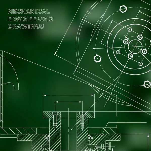 Mechaniki Projekt Techniczny Inżynierii Stylu Mechaniczne Instrumentu Cover Ulotki Zielone — Wektor stockowy