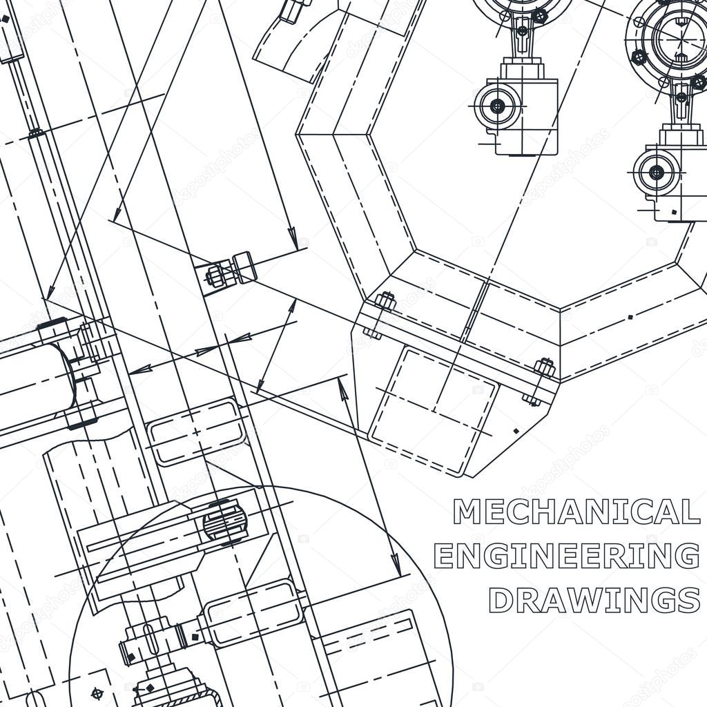 Blueprint. Vector engineering drawings. Mechanical instrument making. Corporate Identity