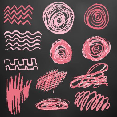 Sevimli çocuk çizimi. Simgeler, işaretler, semboller, iğneler