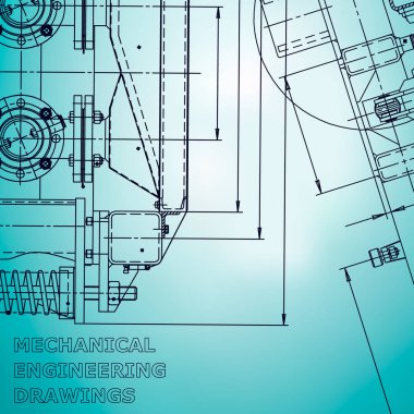 Blueprint. Vektör Mühendisliği Illustration. Bilgisayar destekli tasarım sistemleri. Enstrüman yapma çizimleri. Mekanik. Açık mavi