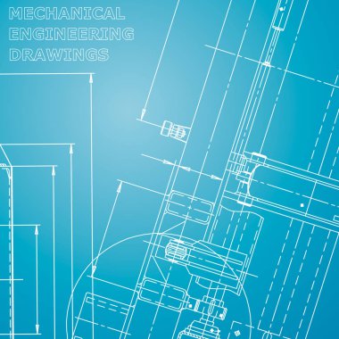 Blueprint. Vektör Mühendisliği Illustration. Bilgisayar destekli tasarım sistemleri. Enstrüman yapma çizimleri. Mavi ve beyaz
