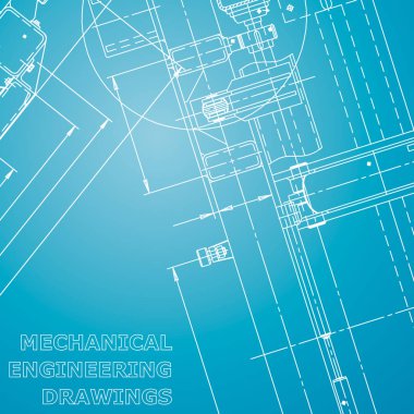 Blueprint. Vektör mühendisliği illüstrasyon. Bilgisayar destekli tasarım sistemleri. Alet yapımı çizimler. Mavi ve beyaz. Kurumsal Kimlik
