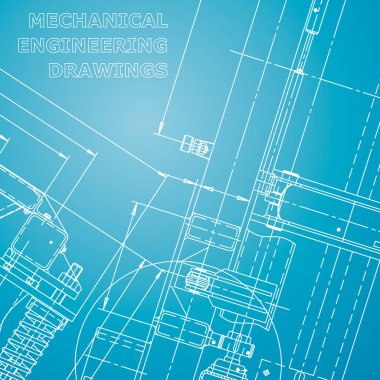 Blueprint. Vektör mühendisliği illüstrasyon. Bilgisayar destekli tasarım sistemleri. Alet yapımı çizimler. Mavi ve beyaz. Mekanik