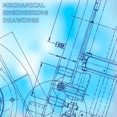 Blueprint. Vektör mühendisliği illüstrasyon. Mavi arka plan. Makine mühendisliği. Kurumsal Kimlik