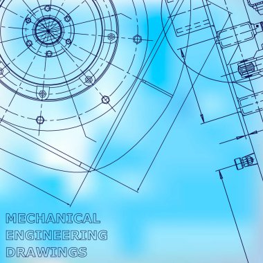 Blueprint. Vektör mühendisliği illüstrasyon. Mavi arka plan. Mekanik. Kurumsal Kimlik