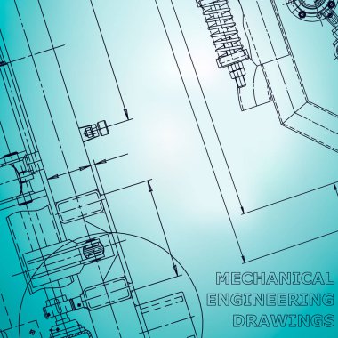 Ayrıntılı plan. Vektör mühendisliği çizimleri. Mekanik alet yapımı. Teknik olarak. Şirket Kimliği. Açık mavi