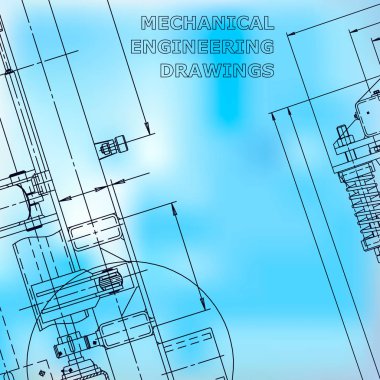 Blueprint. Vektör mühendislik çizimi. Mekanik enstrüman yapımı. Mavi