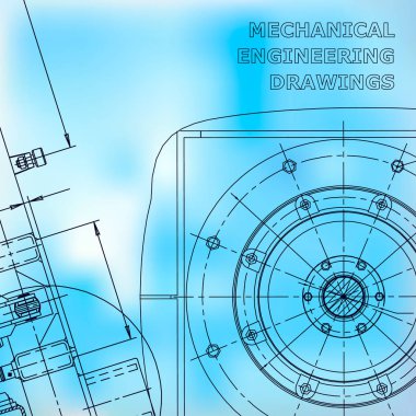 Ayrıntılı plan. Vektör çizimi. Mekanik bir alet. Şirket Kimliği. Mavi