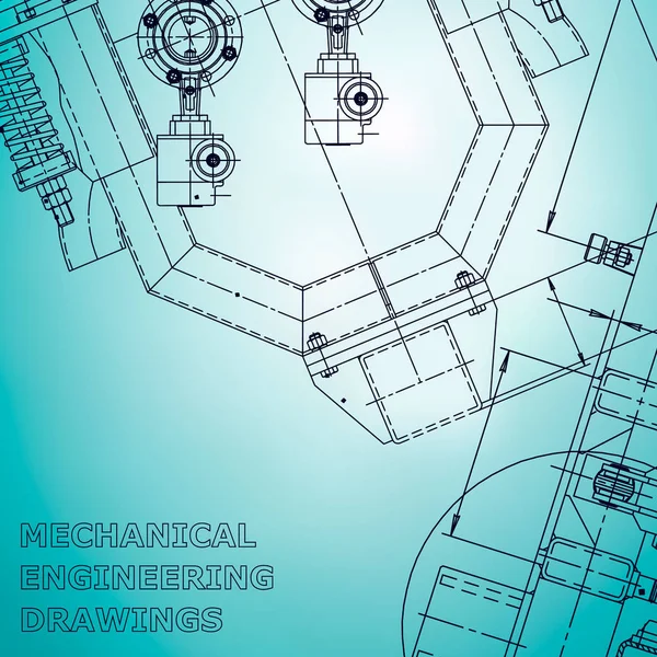 病媒工程学说明 制作仪器的图纸 机械工程绘图 技术说明 企业身份 浅蓝色 — 图库矢量图片