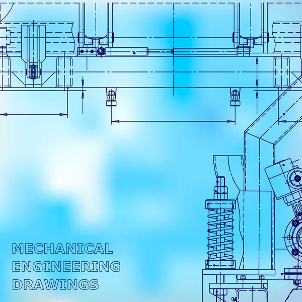 Sistemi Progettazione Assistiti Computer Uno Schizzo Blu Illustrazione Tecnica Industria — Vettoriale Stock