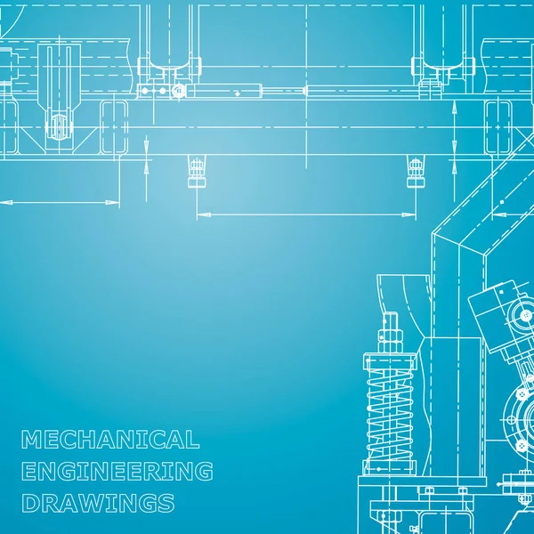 Sistemas Diseño Asistido Por Computadora Esbozo Azul Blanco Ilustración Técnica — Archivo Imágenes Vectoriales