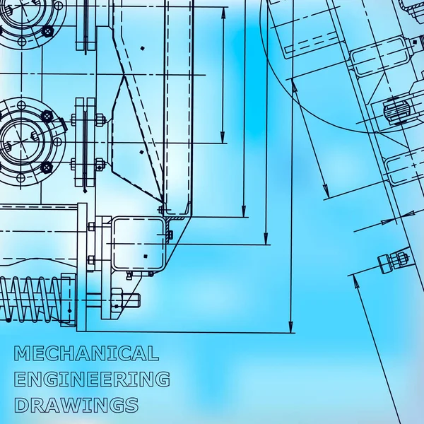 Blaupause Vektor Engineering Illustration Computergestützte Konstruktionssysteme Instrumentenbau Zeichnungen Mechanisch Blau — Stockvektor