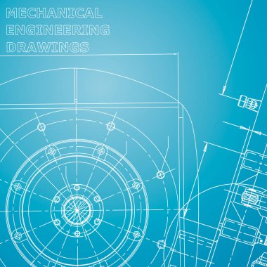 Ayrıntılı plan. Şirket Kimliği. Vektör mühendisliği çizimi. Kapak, el ilanı, bayrak, mavi ve beyaz