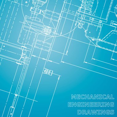 Ayrıntılı plan. Şirket Kimliği. Vektör mühendisliği çizimi. Mavi ve beyaz