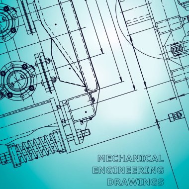 Ayrıntılı plan. Şirket Kimliği. Açık mavi vektör mühendislik çizimi. Teknik çizimler, arka planlar.