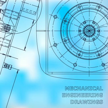 Plan, Kroki. Vektör mühendisliği illüstrasyon. Kapak, el ilanı, afiş, arka plan. Alet yapımı çizimi. Kurumsal kimlik. Mavi