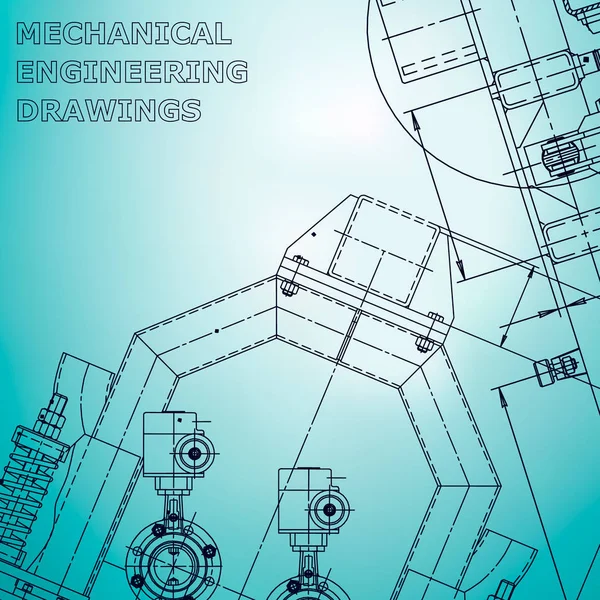 Blueprint, Sketch. Vektör Mühendisliği Illustration. Kapak, afiş, afiş. Açık mavi