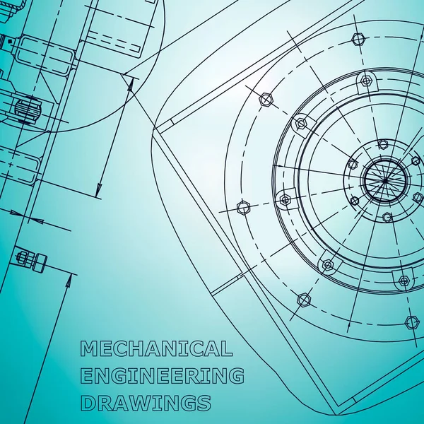 Blauwdruk Sketch Vector Engineering Illustratie Dekking Flyer Spandoek Lichtblauw — Stockvector