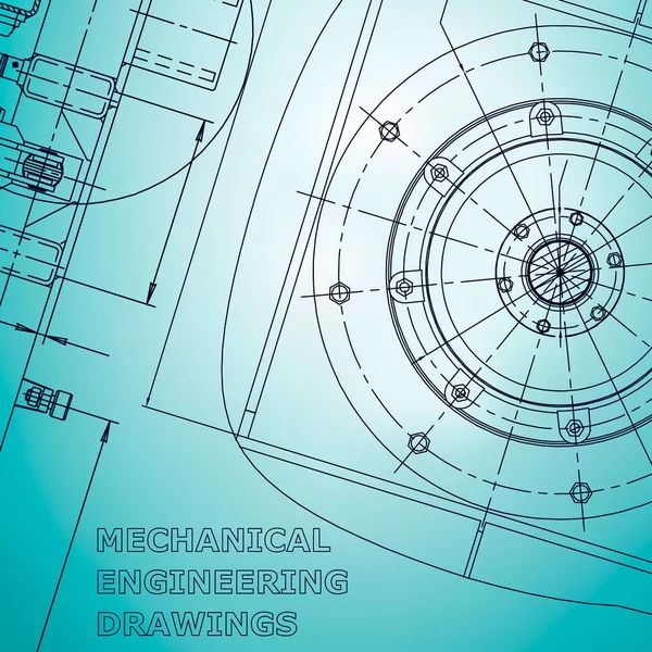Blaupause Skizze Vektor Engineering Illustration Corporate Identity Deckel Hellblau — Stockvektor