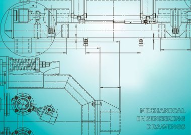 Bilgisayar destekli tasarım sistemleri. Plan, düzen, planı, kroki. Teknik çizimler, arka planlar. Mekanik mühendislik çizimi. Sanayi. Açık mavi