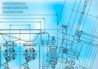 Blueprint. Vektör Illustration. Bilgisayar destekli tasarım sistemi. Mavi