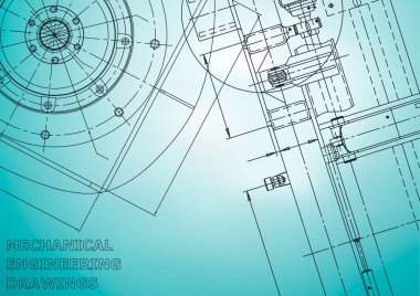 Blueprint. Vektör Mühendisliği Illustration. Kapak, afiş, afiş, arka plan. Enstrüman yapımı. Açık mavi
