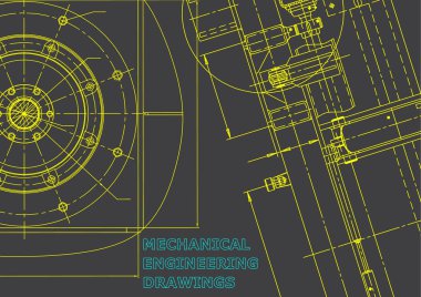 Blueprint. Vektör Mühendisliği Illustration. Kapak, afiş, afiş, arka plan. Enstrüman yapma çizimleri. Mekanik. Gri