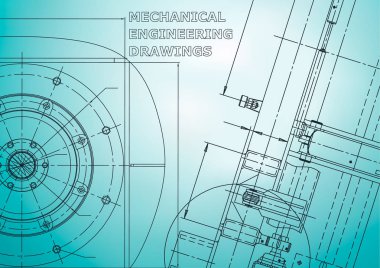 Blueprint. Vektör Mühendisliği Illustration. Kapak, afiş, afiş, arka plan. Enstrüman yapma çizimleri. Mekanik mühendislik çizimi. Açık mavi