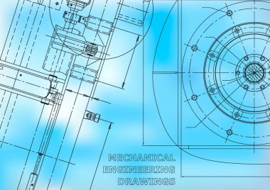 Blueprint. Vektör Mühendisliği Illustration. Kapak, afiş, afiş, arka plan. Enstrüman yapma çizimleri. Mekanik çizim. Mavi