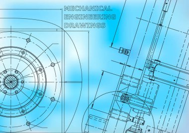 Blueprint. Vektör Mühendisliği Illustration. Kapak, afiş, afiş, arka plan. Enstrüman yapma çizimleri. Mekanik mühendislik çizimi. Mavi
