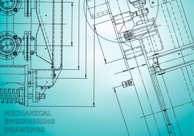 Blueprint. Vektör Mühendisliği Illustration. Bilgisayar destekli tasarım sistemleri. Enstrüman yapma çizimleri. Mekanik mühendislik çizimi. Teknik Illustration. Açık mavi