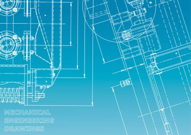 Blueprint. Vektör Mühendisliği Illustration. Bilgisayar destekli tasarım sistemleri. Enstrüman yapma çizimleri. Mekanik mühendislik çizimi. Teknik Illustration. Mavi ve beyaz