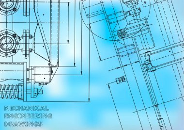 Blueprint. Vektör Mühendisliği Illustration. Bilgisayar destekli tasarım sistemleri. Enstrüman yapma çizimleri. Mekanik mühendislik çizimi. Teknik Illustration. Mavi