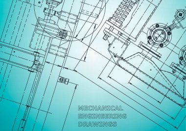Blueprint. Vektör Mühendisliği Illustration. Bilgisayar destekli tasarım sistemleri. Enstrüman yapma çizimleri. Açık mavi