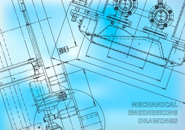 Blueprint. Vektör mühendisliği çizimleri. Mekanik alet yapımı. Teknik soyut arka planlar. Teknik. Mavi