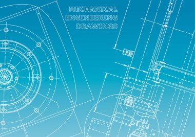 Blueprint, Sketch. Vektör Mühendisliği Illustration. Kapak. Mavi ve beyaz