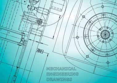 Blueprint, Sketch. Vektör Mühendisliği Illustration. Kapak, afiş, afiş. Açık mavi