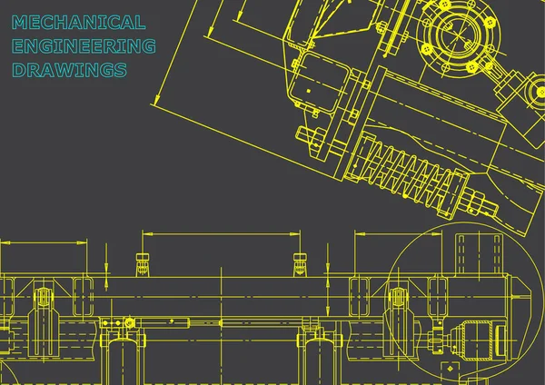 Computergestützte Konstruktionssysteme Technische Abbildungen Hintergrund Mechanisch Grau — Stockvektor