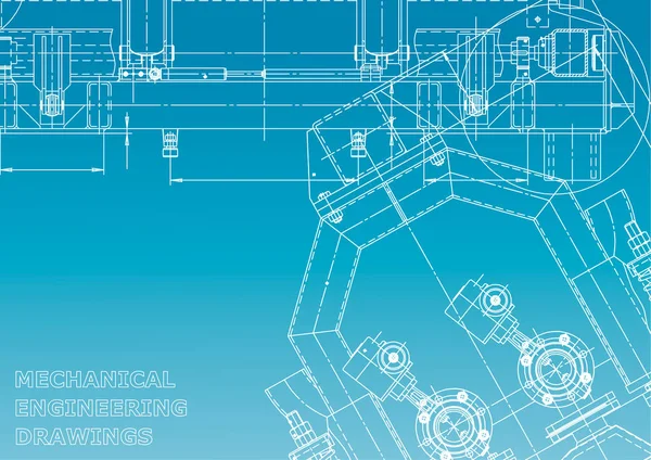 Computergestützte Konstruktionssysteme Blaupause Schema Plan Blau Weiß — Stockvektor