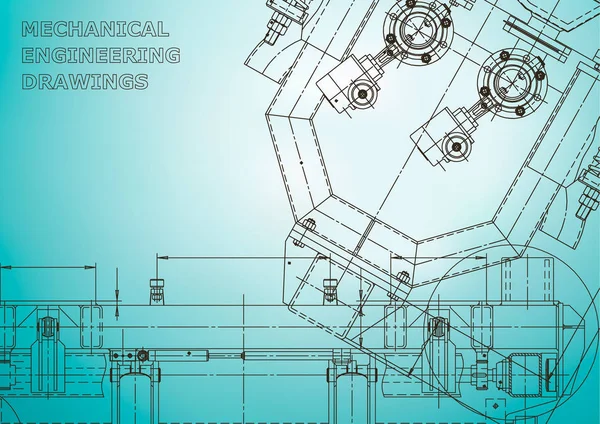 Systemy Projektowania Wspomaganego Komputerowo Blueprint Schemat Plan Szkic Techniczne Jasnoniebieski — Wektor stockowy